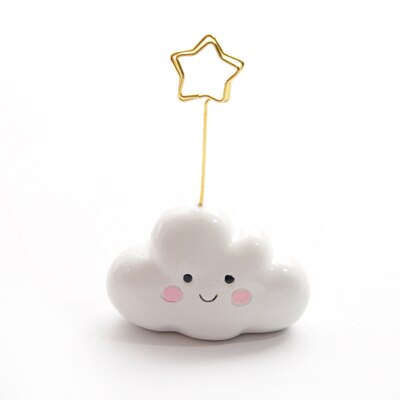 Kawaii sød pink sky harpiks besked bord metal holder klip memo klip besked foto postkort holder mappe klip