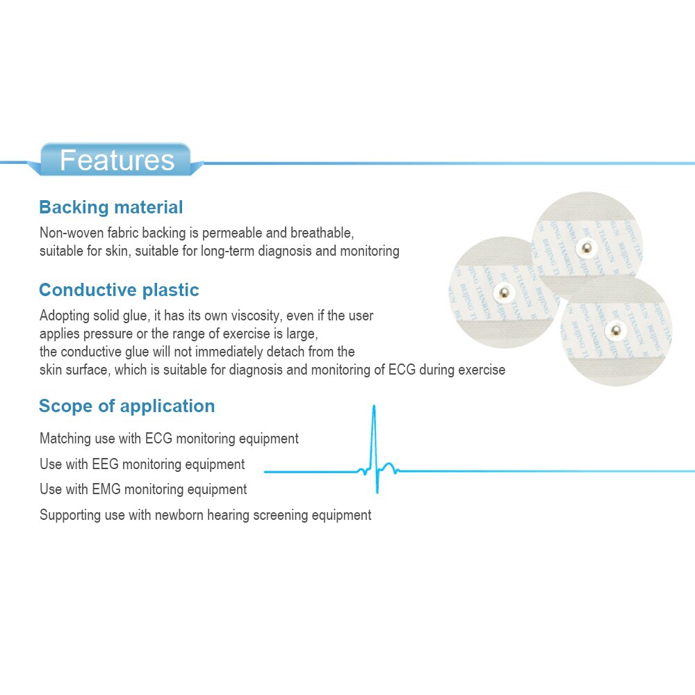 100PCS Disposable ECG Electrode Pads Suitable for All Kinds of Home ECG Monitors General Electrode