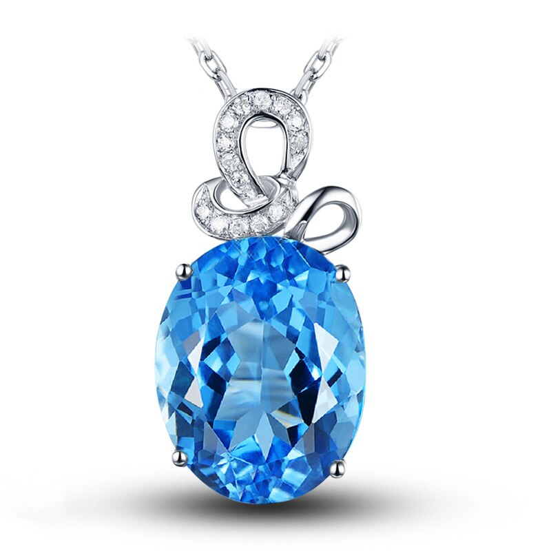 Natürliche Blau Topas Anhänger Halskette Für Frauen 925 Sterling Silber Farbe AA Zirkon Sapphire Edelstein Anhänger Edlen Schmuck Hochzeit