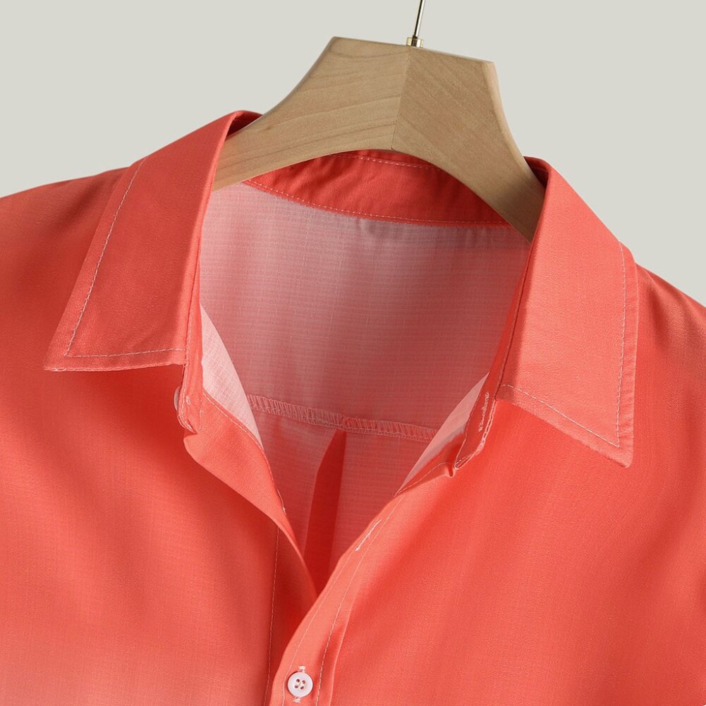Stijlvolle Mannen Korte Mouw Turn Down Kraag Gradiënt Kleur Print Button Shirt Kleurverloop Print Comfortabel Om Te Dragen Knop