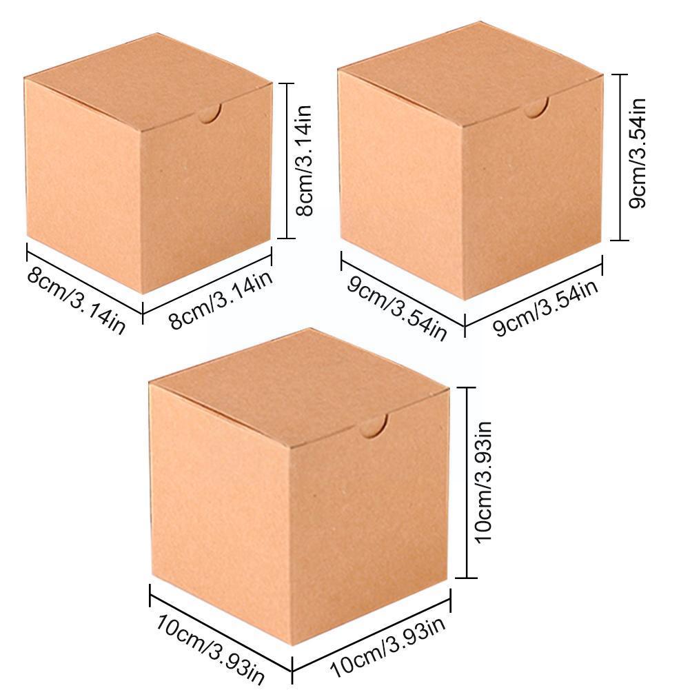 20pcs/set Square Kraft Paper Packaging Box Empty Box Paper Carton Cardboard Box Boxes Wedding Candy Party C5e5