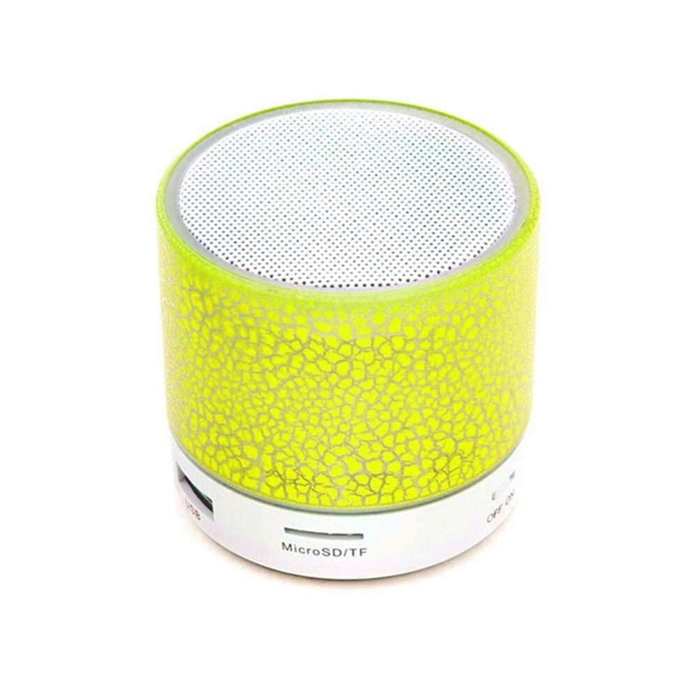 Altavoces Bluetooth grietas portátiles Mini inalámbrico LED USB Radio FM MP3 Subwoofer resplandeciente Tarjeta de disco altavoz de sonido casa, Estudio de coche: Yellow