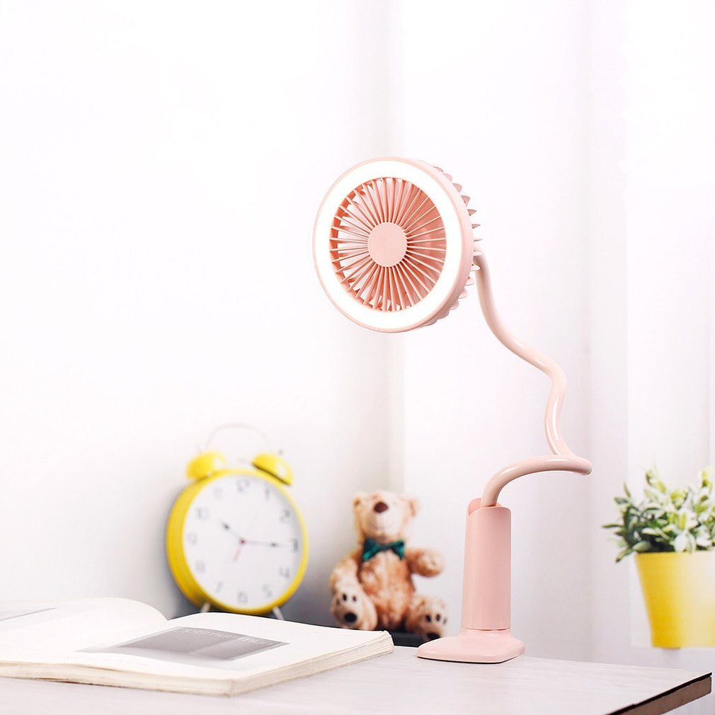 Portable USB Fan flexible with LED light Adjustable Cooler Mini Fan Handy Small Desktop USB Cooling Fan