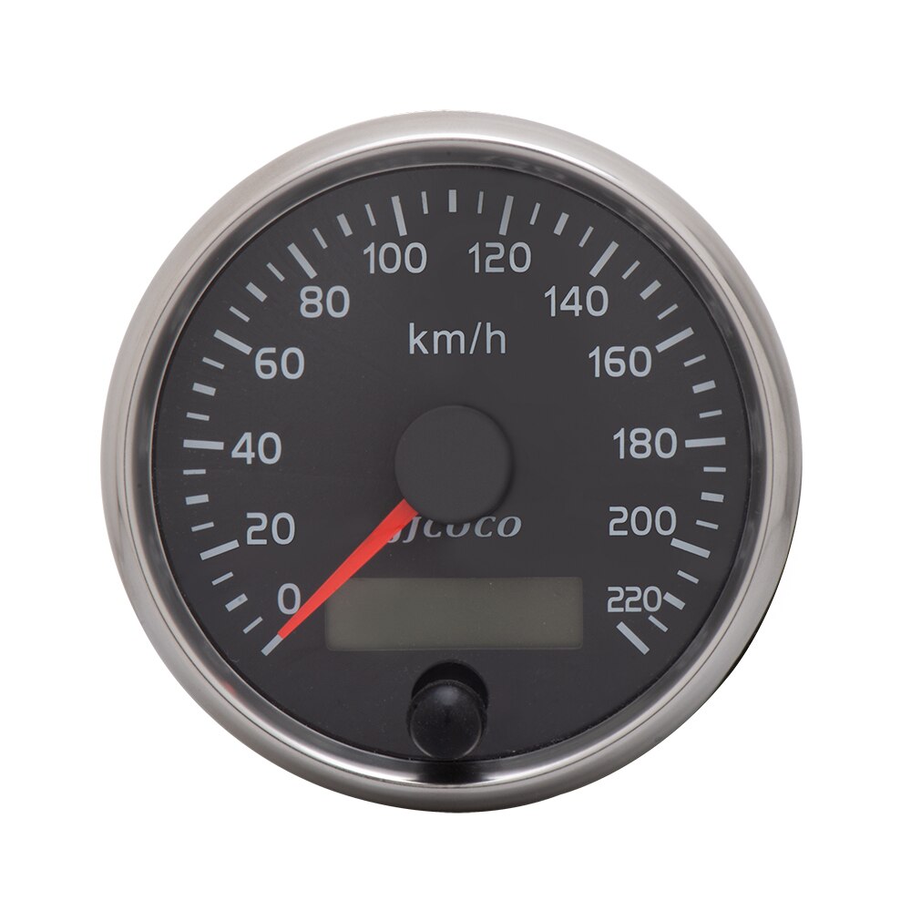 Jjcoco 85mm snelheidsmeter 220km/ h snelheidsmeter met witte/amberkleurige achtergrondverlichting 12v 24v met lcd voor auto vrachtwagen boot motor spm -01