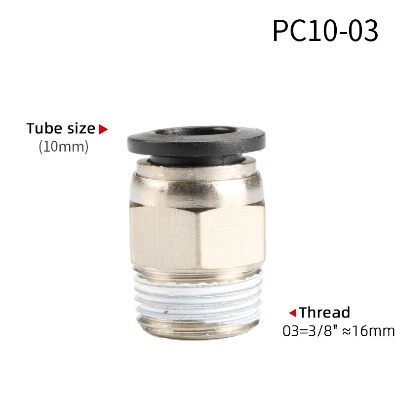 1PCS Pneumatic Quick Connector PC 4MM-12mm Hose Tube Air Fitting 1/4" 1/8" 3/8" 1/2"BSPT Male Thread Pipe Coupler: PC10-03