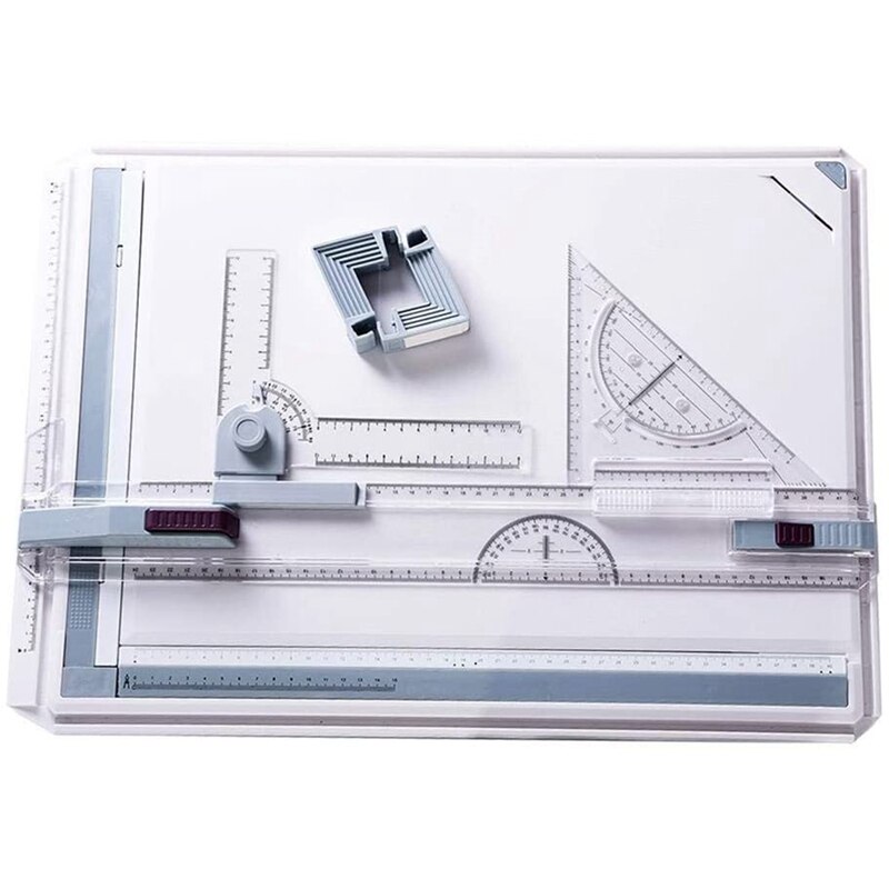 A3 Multi-Function Drawing Board Tools Drawing Board Adjustable Parallel with Clear Rule Graphics Angle Measurement: Default Title