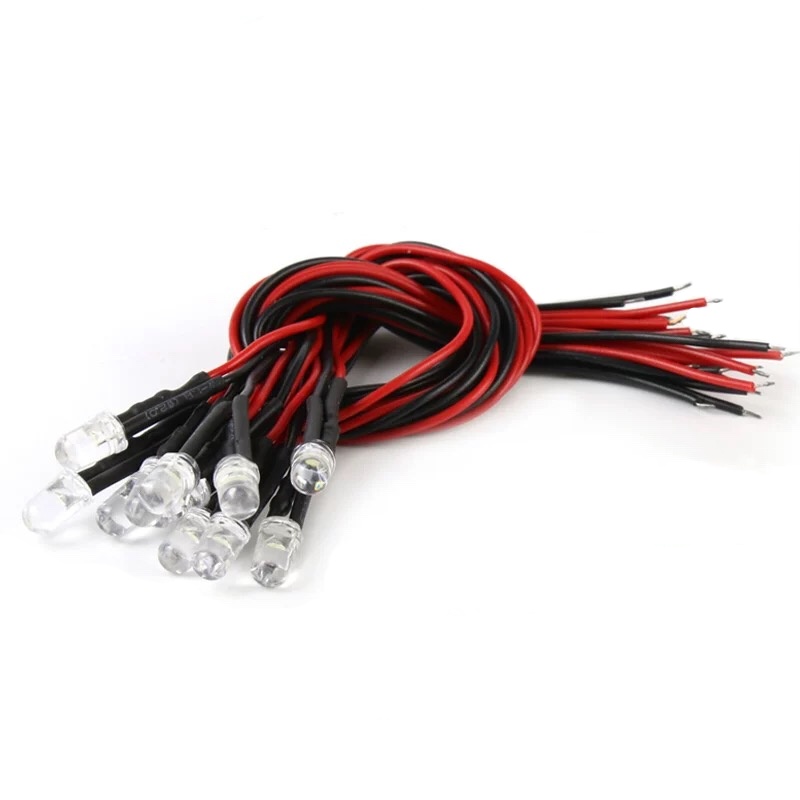 10 Uds. Luz LED de 3mm y 5mm 3V-12V rojo verde azul blanco lámpara piloto Multicolor para coche trepador de control remoto Traxxas TRX4 piezas de juguete axial