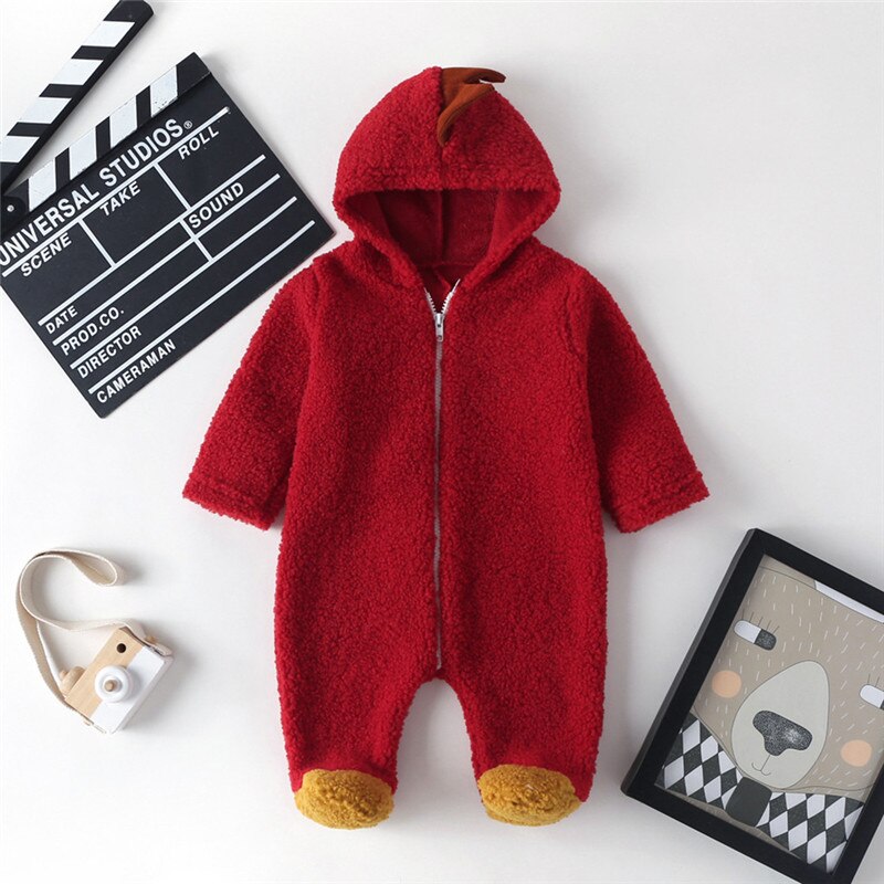 Baby Winter Jumpsuit Baby Baby Jongens Meisjes Cartoon Dinosaurus Fleece Hoodie Romper Kleding Jumpsuit #4D03