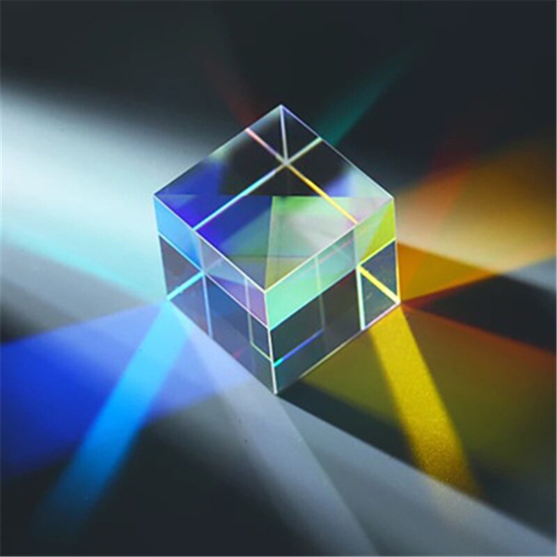 Prisma de cristal de seis lados brillantes, prismas divisorias de haz de luz, lentes de experimento óptico, accesorios de fotografía de arco iris, 20x20x20