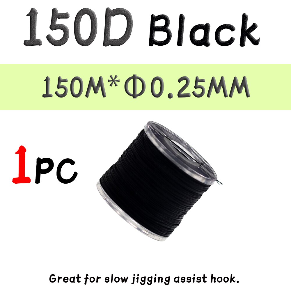 WIFREO 150D słonowodne wędkowanie spowolnienie Assist Jigging haki wiążące nici ręcznie dzianinowe nici Fishing Lure wiązanie muchowe Gear Tackle: 150D Black