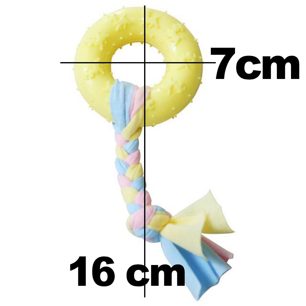 Macaron Rubber Dog Chew Toys Bone Shape Dog Chewing Toys for Large Small Dogs Teeth Clean Interactive Large Puppy Dogs Ball Toy: Yellow 3