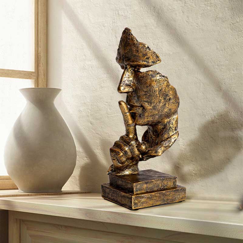 Nordic Stilte Is Goud Sculptuur Abstracte Kunst Ornamenten Handgemaakte Standbeeld Retro Hars Ambachten Creatieve Thuis Bureau Relatiegeschenken