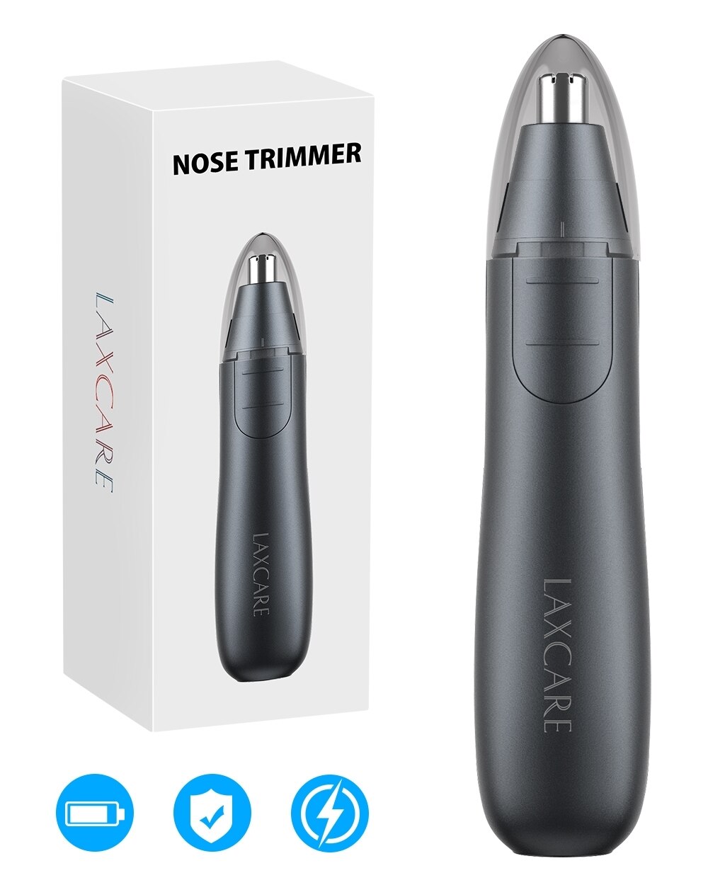 Tondeuse électrique pour nez et oreilles, rasoir rotatif à 360 °, épilation rapide et sûre, Kit de soins du visage durable pour hommes et femmes: Silver grey