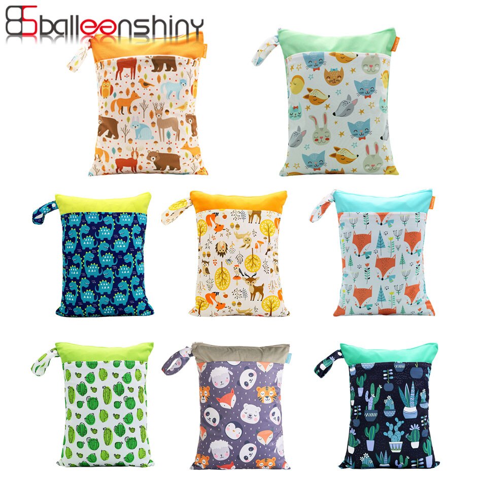 Balleenshiny Gedruckt Kinderwagen Windel Tasche für Mutter Baby Zubehör Wetbag TPU Wasserdichte Lagerung Tasche Kleine nass Tasche Organizer