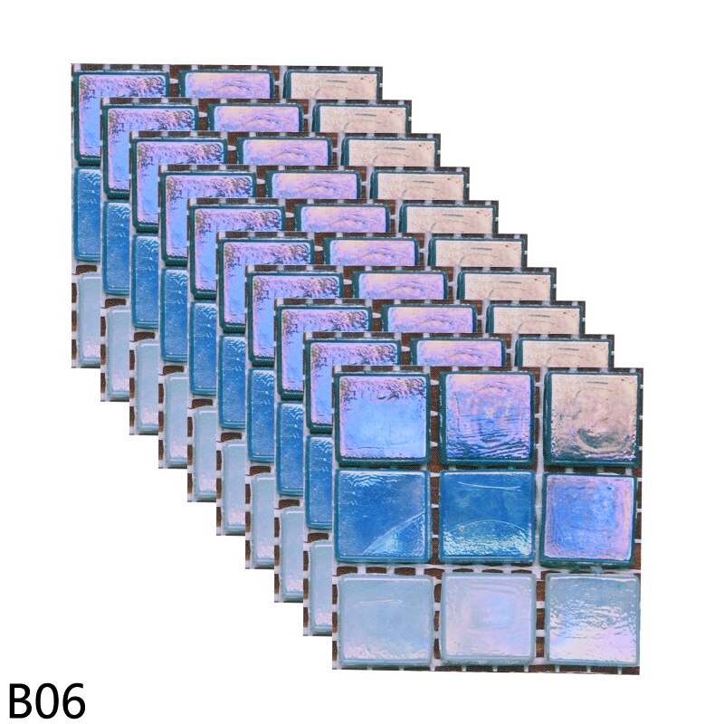 10pcs 10cm Mosaic Wall Tile Waterproof Self Adhesive Stickers for Home Bathroom PVC Tile Decal Kitchen Wall Sticker Art Decorate: B06
