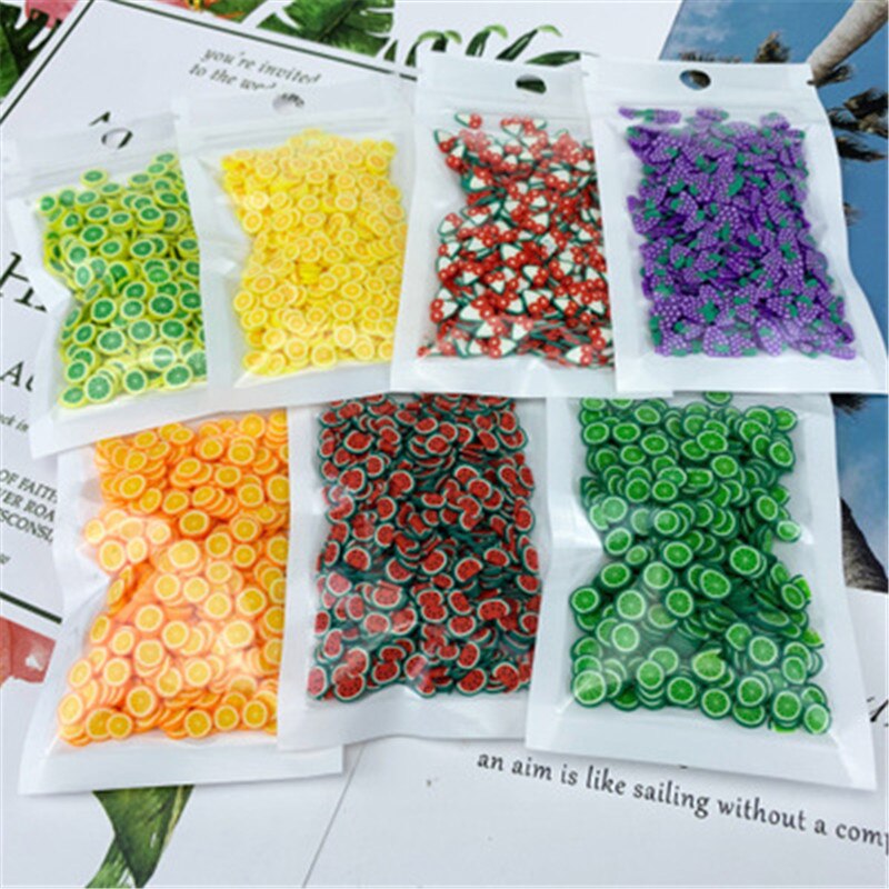 1000pcs/set Vegetables Slimes Fruit Slices Decor Additives For Filler Supplies Accessories Watermelon For Nail Art Slimes Toy