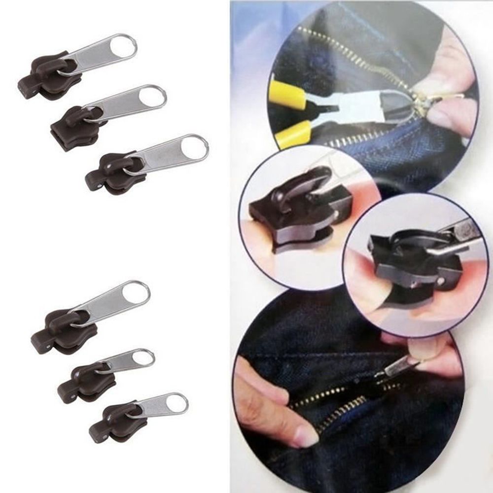 12/6Pcs 3 Sizes Universal Instant Fix Zipper Repair Kit Replacement Zip Slider Teeth Rescue Zippers Sewing Clothes