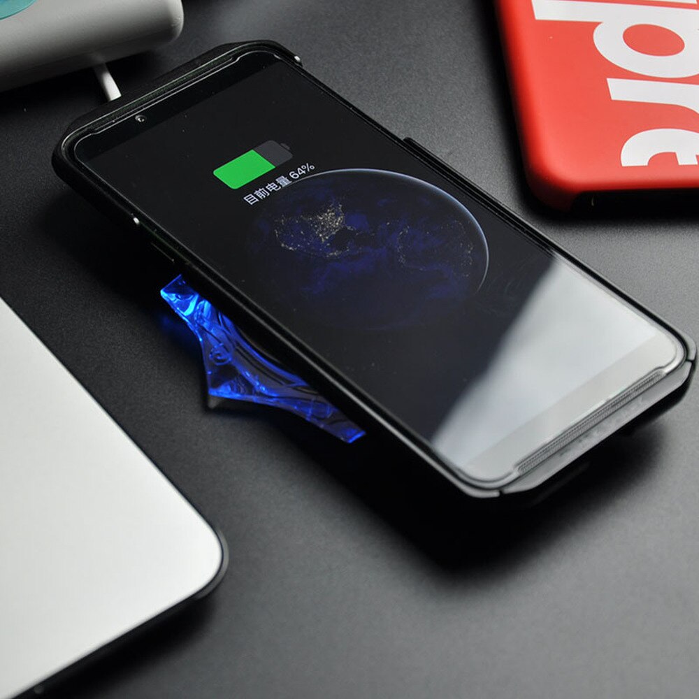 Draadloze oplader voor iphone en android qi-oplaadpad, ultradunne, verlichte, kristalheldere draadloze oplaadpad