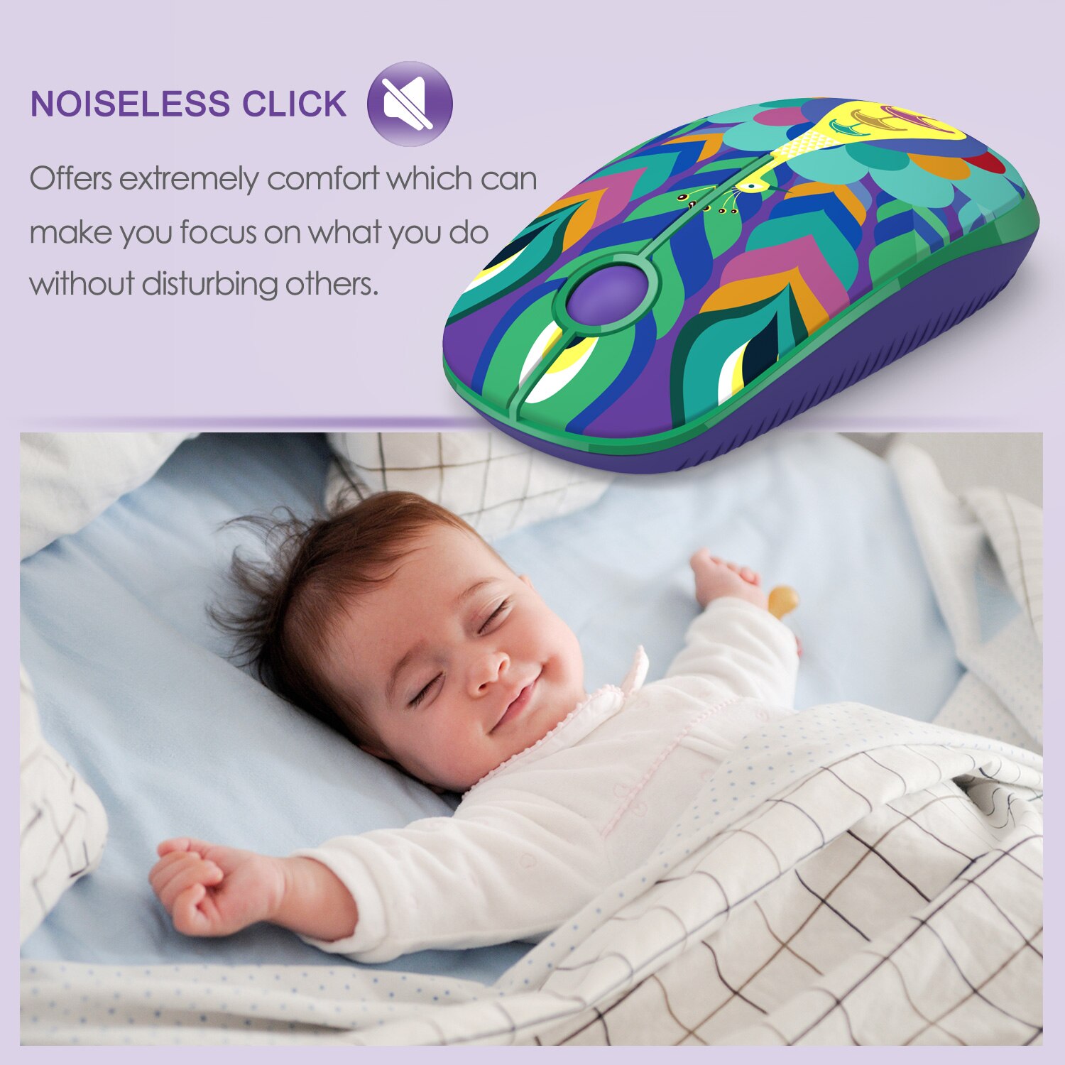 Jelly comb 2.4G Wireless mouse Cute Peacock Pattern Slim Mice with Nano Receiver Portable Mobile Optical Mice for PC Computer