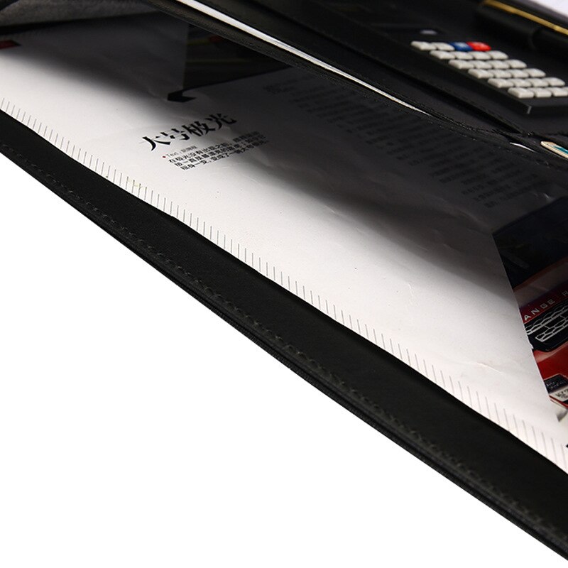 A4 Portable File Folder With Calculator Multifunction For Document Organizer Manager Business PU Leather Briefcase Padfolio Bag