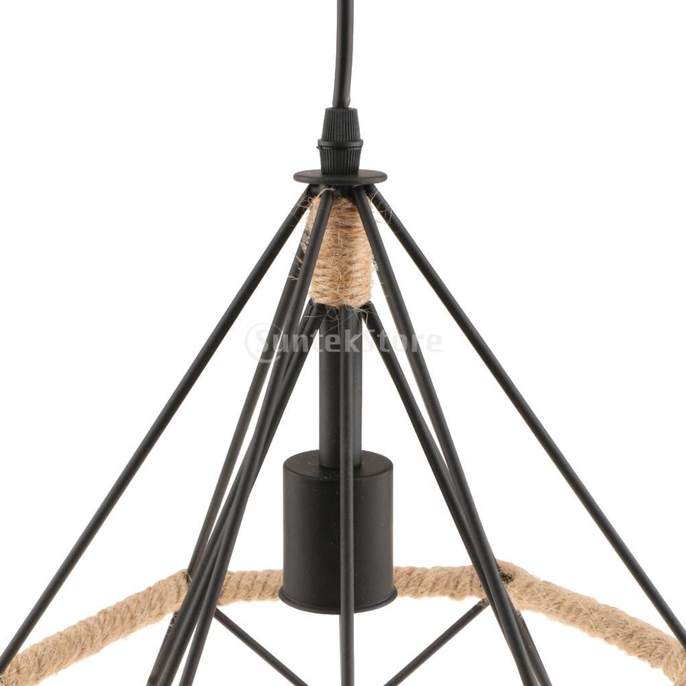 Manila reb twined diamond lightshade retro loft lysekrone dekorativt hængende lys til hjemmebutik restaurant dekoration