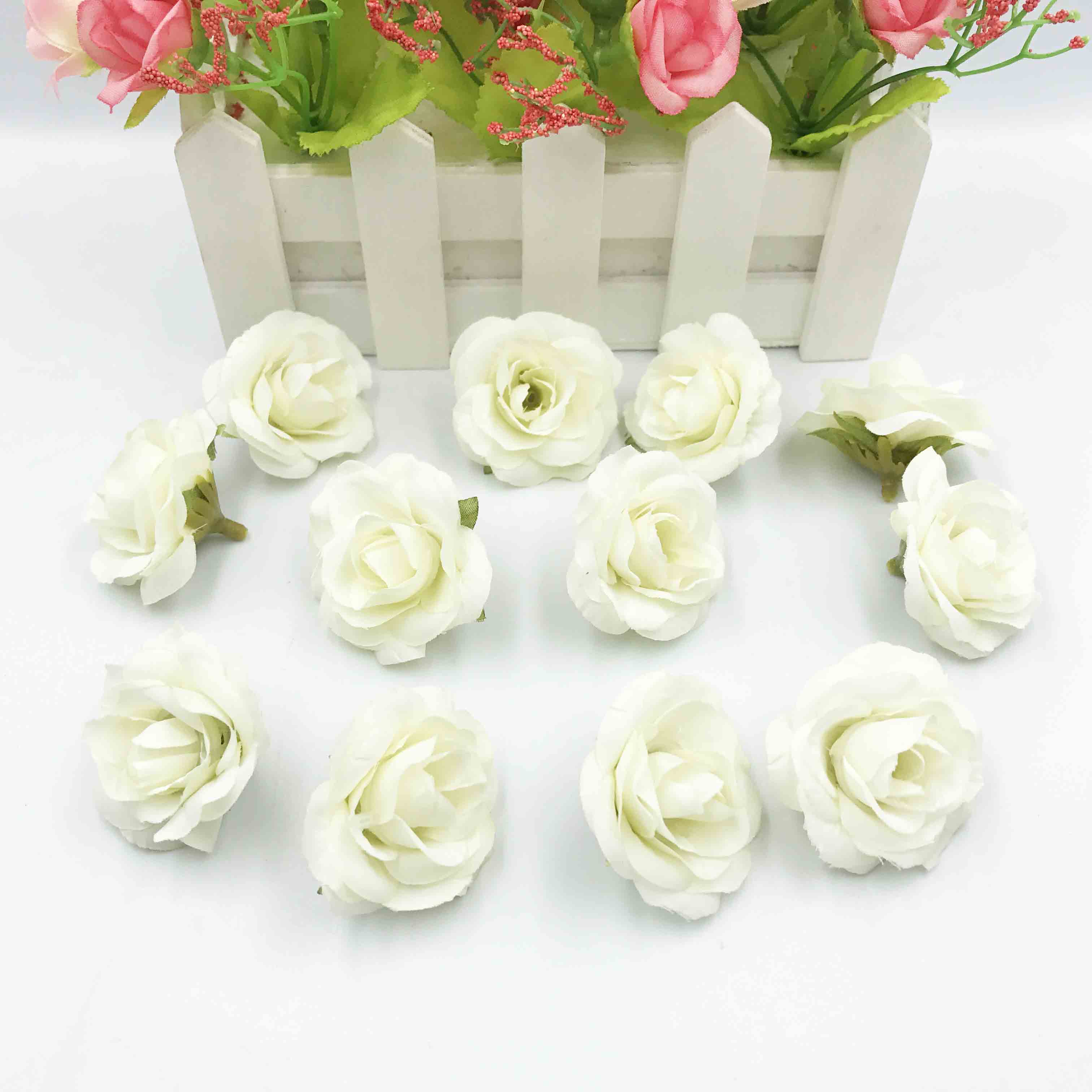 10 stuks kunstbloemen, 4cm zijden rozenbloemen, bruiloftsfeest, huisdecoratie, doe-het-zelfkrans, plakboekdoos, knutselwerkje: 1