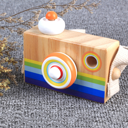 Simulierte Hölzerne Cartoon Kamera Multi-prisma Spaß Spielzeug Einzigen-spiegel Kamera Kaleidoskop Spielzeug Modelle: AI-F28-2