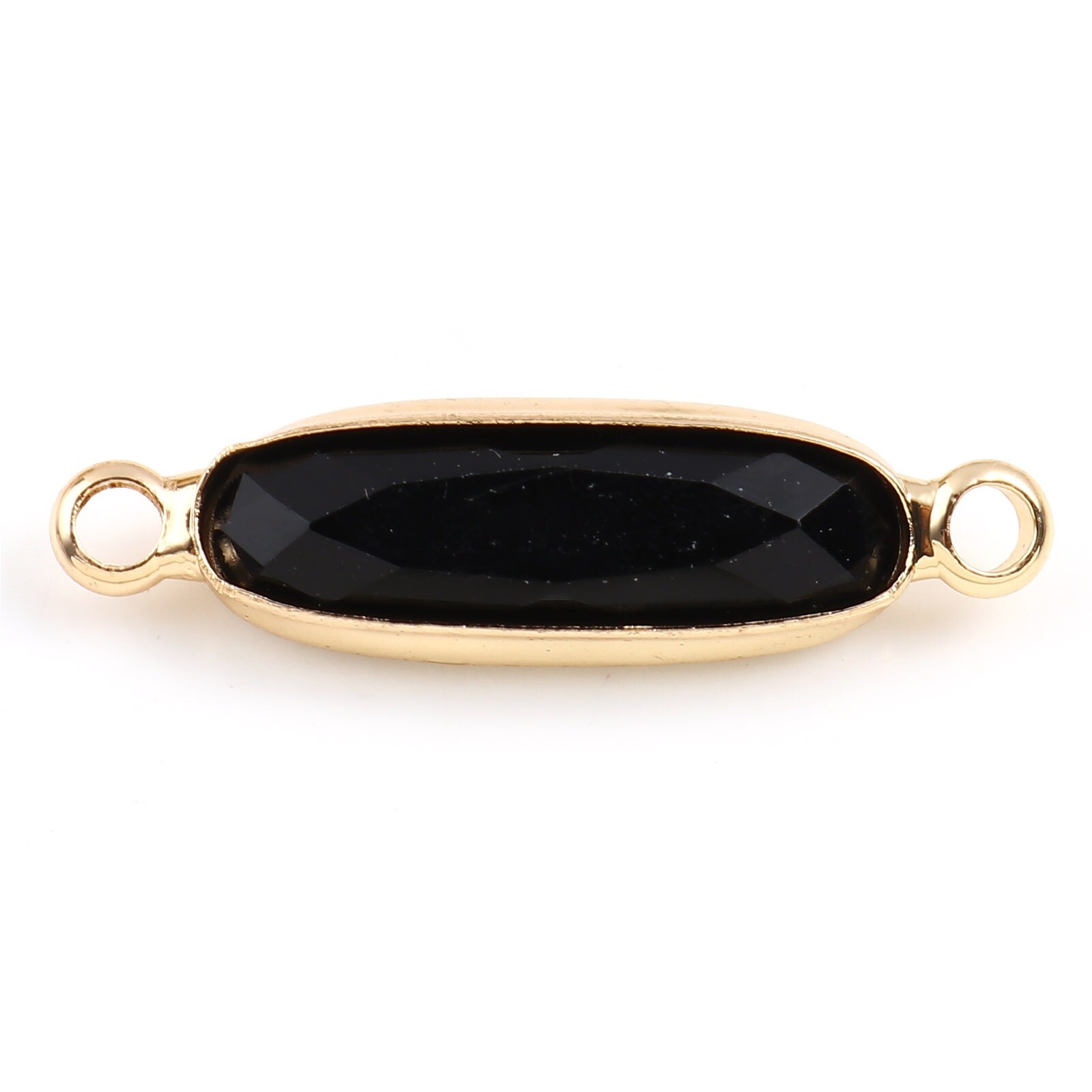Szkło wielokolorowe złącza owalne złoty kolor miedzi Charms DIY dokonywanie naszyjnik bransoletki kobiety ocena biżuteria, 22mm x 6mm,5 sztuk: Black