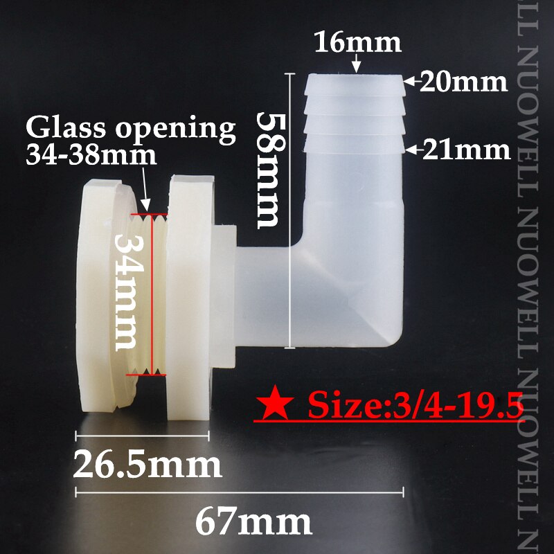 3Pcs G3/4" Aquarium Inlet Water Drain Joint Fish Tank Hose Connector Pagoda Elbow Seafood Pool Water Bucket Drain Accessories: 3l4-19.5