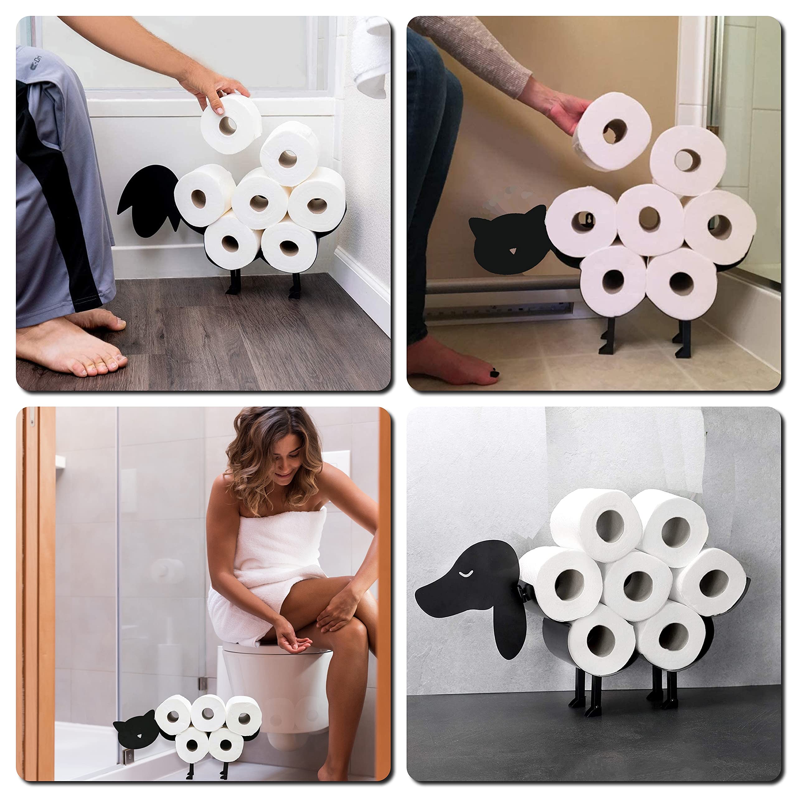 Toilet Paper Roll Holder Bathroom Wall Mounted Loo Rolls Storage Metal Rack Mount Hold up 7 Rolls Novelty Sheep Holder