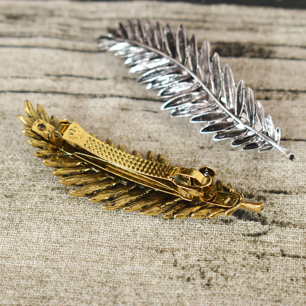Hårnåle vintage metal blad hårspænde til kvinder pige hår tilbehør hårgreb delikat retro fjer ornament