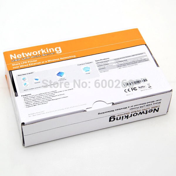 USB 2.0 LRP Print Server Share a LAN Networking USB Printer Ethernet Hub Adapter#3320