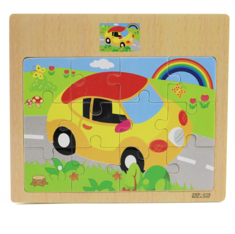 15x17cm Formato Animali di Legno E Auto Puzzl Puzzle Bordo di Giocattoli Per Bambini di Educazione Precoce Interessante Puzzle Di Legno Del Giocattolo: car