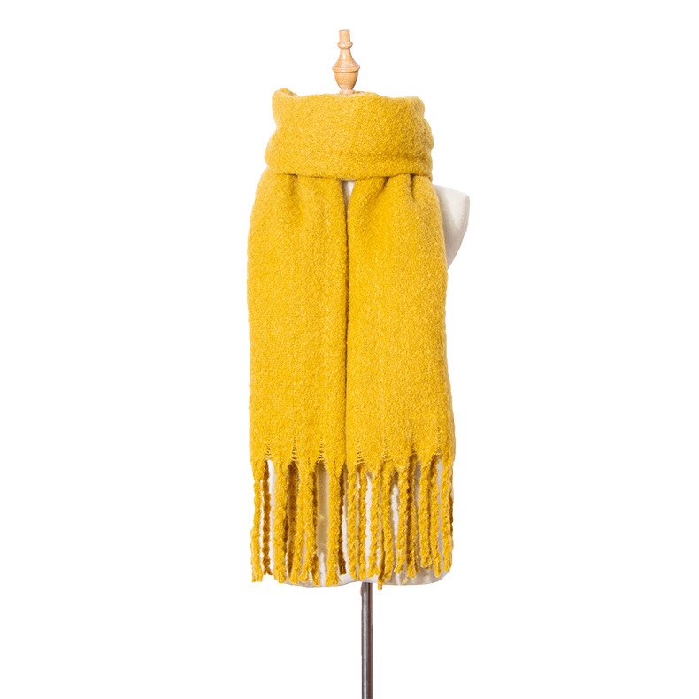 Warme Schals Herbst Und Winter Neue Stil Grob Tassled Kreis Sand Einfarbig Schal Schal von Dicken Schal Schal: Gelb