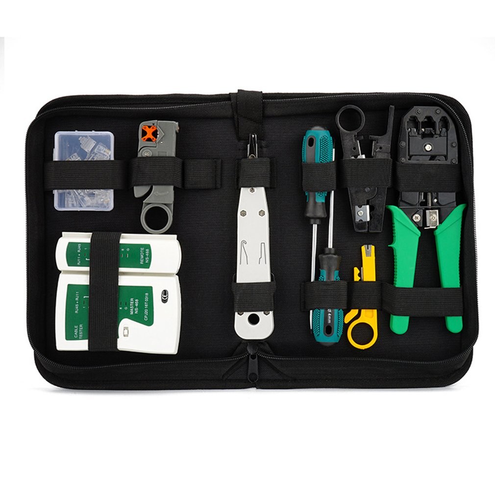 Computer Netwerk Reparatie Tool Kit LAN Kabel Tester Kniptang Schroevendraaier Tang Krimpen Onderhoud Tool Set Zak
