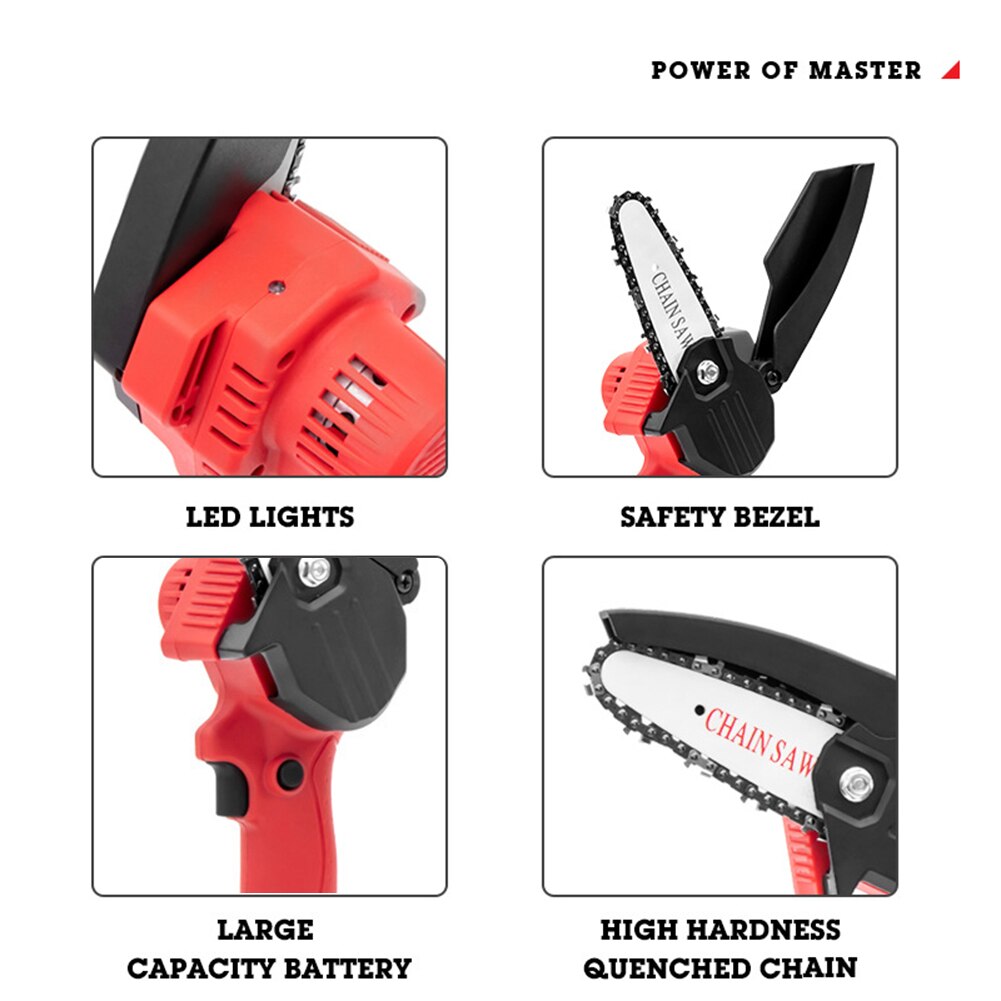 Lithium Battery Rechargeable Small Electric Chain Saws Woodworking Mini Pruning Garden Logging Saw Woodworking Electric Saw