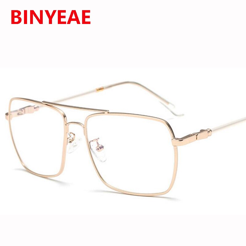 Luxe Vrouwen Vierkante Brillen Vintage Bril Optische Frame Goud Metalen Unisex Bril Clear Lens Bril Blauw Licht Bril