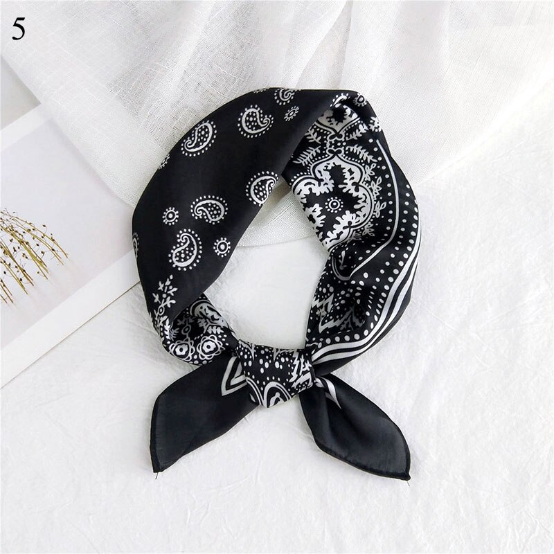 Foulard carré en soie imprimé pour femme, petit foulard de cou, bandeau pour cheveux, foulard, foulard, bandana, châle: 5