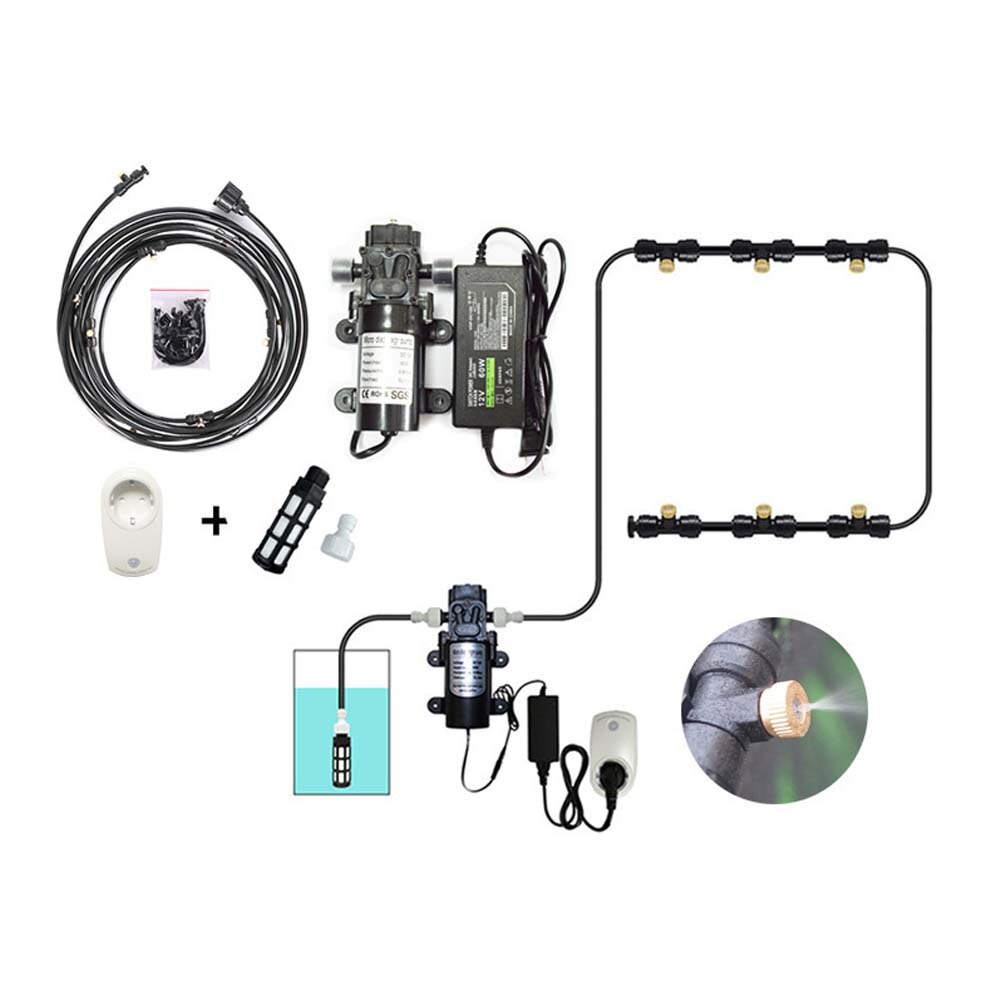 12V Electric Diaphragm Pump 12M Spray Dust Removal System Fog Nozzles Low Pressure Atomization Humidify Cooling Watering Kits: Brass Nozzle Kit