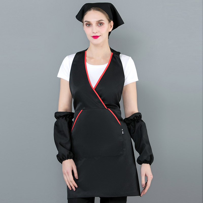 Conjunto de limpieza de cocina a la para mujer, delantal de cocina para Chefs, turbante de trabajo, Mangas de puños portátiles