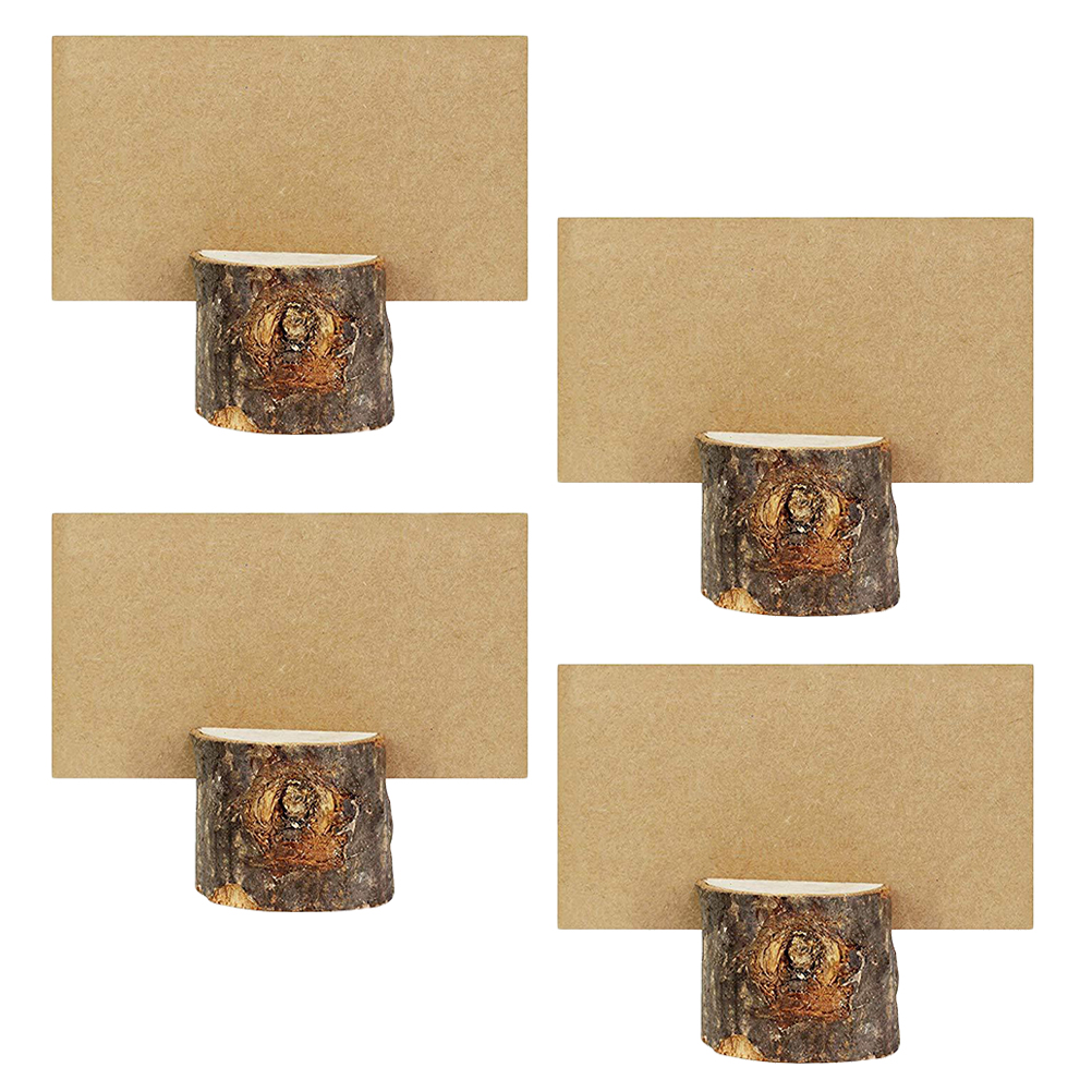 Lot de 20 porte-mémo en écorce de bois, porte-nom et numéro de Menu en forme de bosse, décoration de Table pour fête de mariage: Size 1