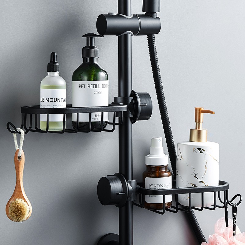Bathroom Shelves Shower Rack Aluminum Basket for Shampoo Soap Bathroom Storage Adjustable Kitchen Faucet Sink Rag Holders