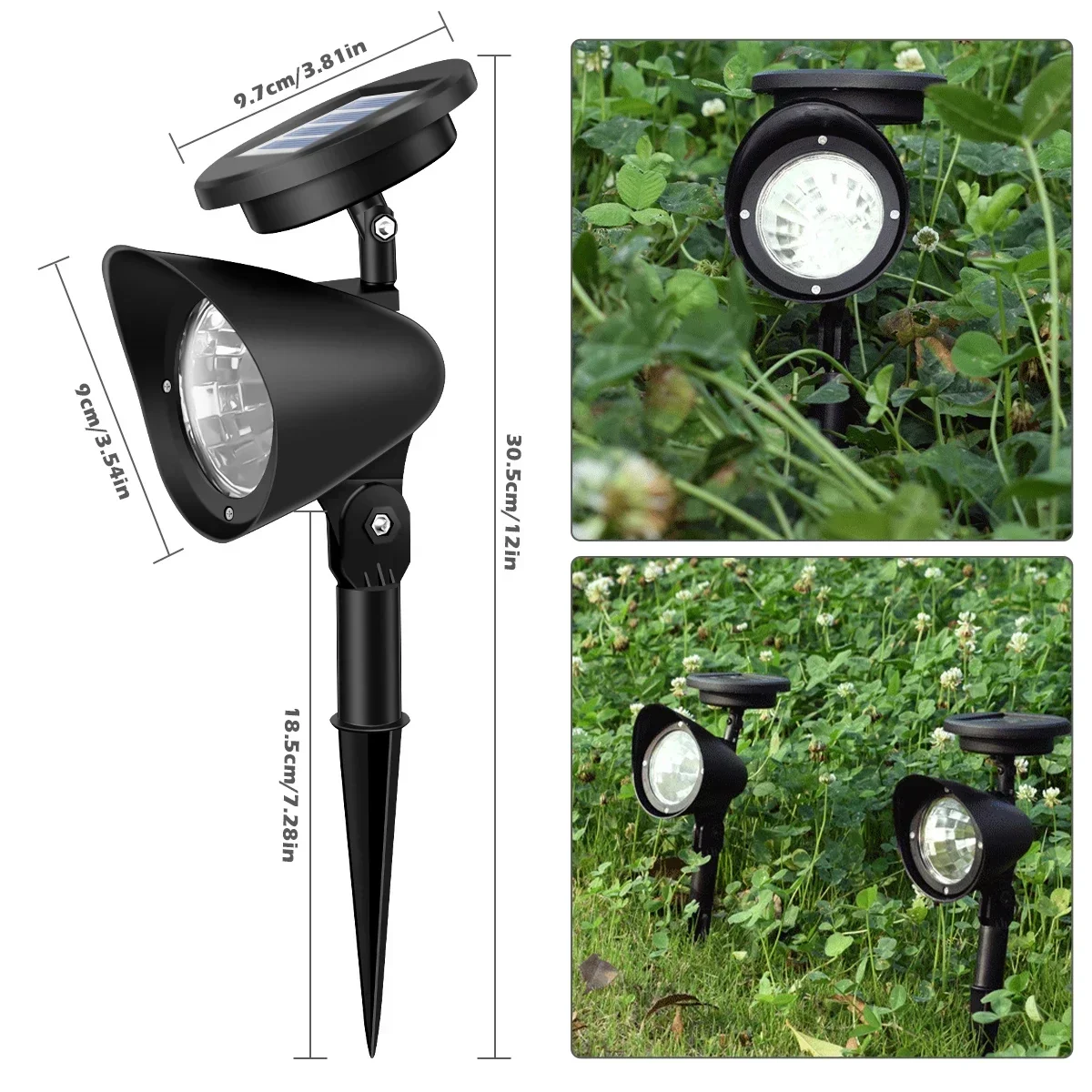 LED-spot op zonne-energie voor buiten - IP65 waterdichte tuinverlichting voor pad, gazon, boom, binnenplaats decoratie landschapsverlichting