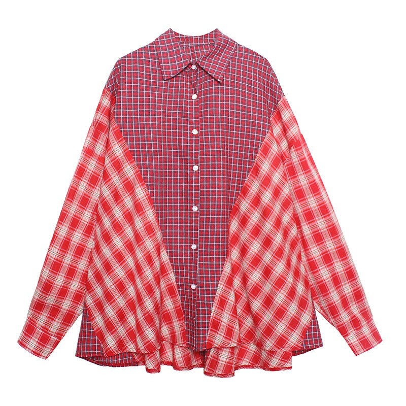Plaid shirt voor dames, lange mouwen, revers, kraag, casual