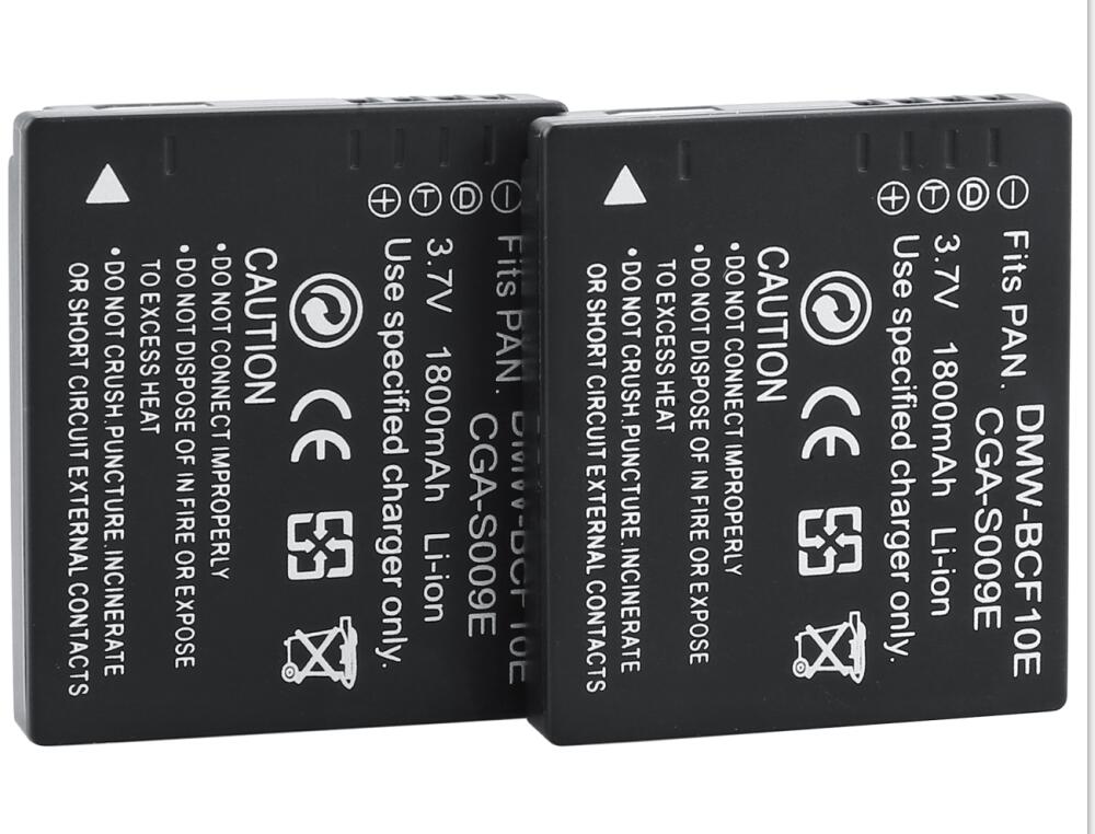 DMW-BCF10E Battery &amp; Charger voor PANASONIC Lumix DMC-F2 DMC-FH3 FH20 FH22 DMC-FH20A DMC-FH20K DMC-FH20R DMC-FH20S DMC-FH20V: 2 battery