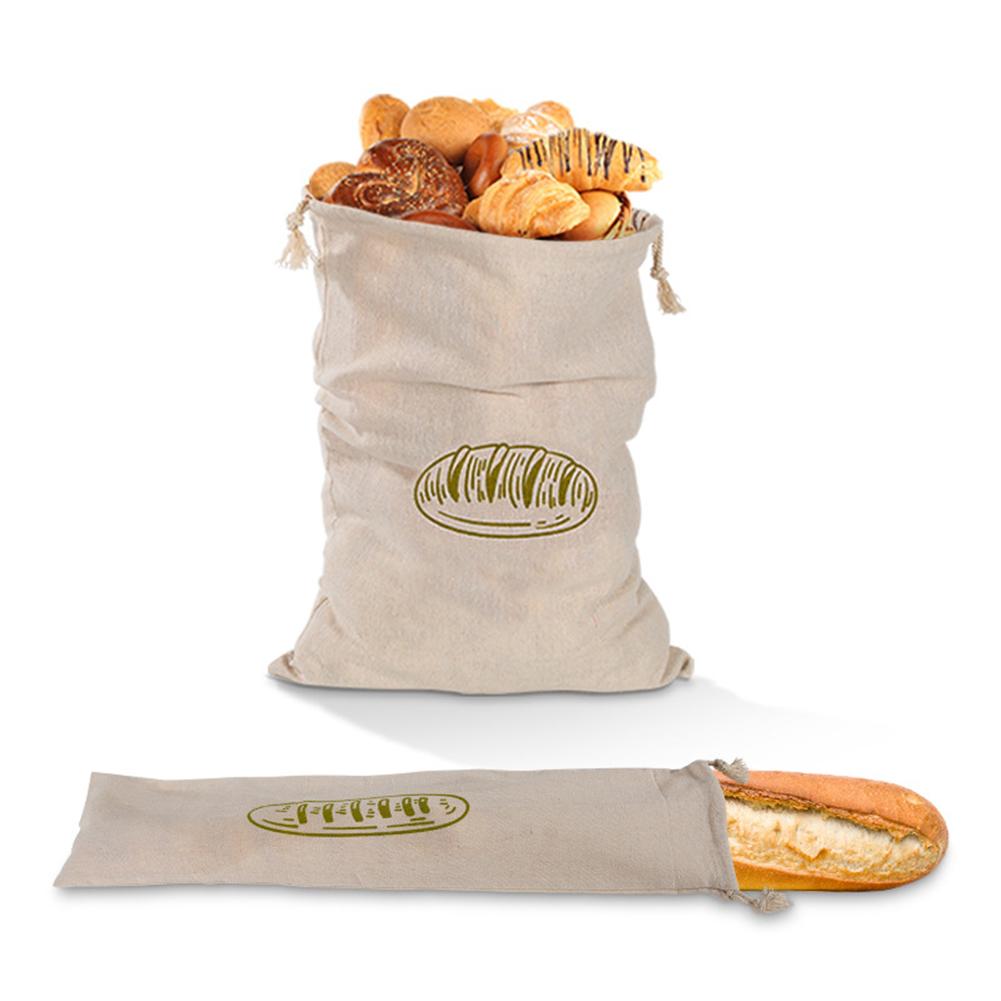 Brød opbevaringspose genanvendelig baguette snorpose naturlig linned bagel bolle opbevaringssæk bærbar madbeholder