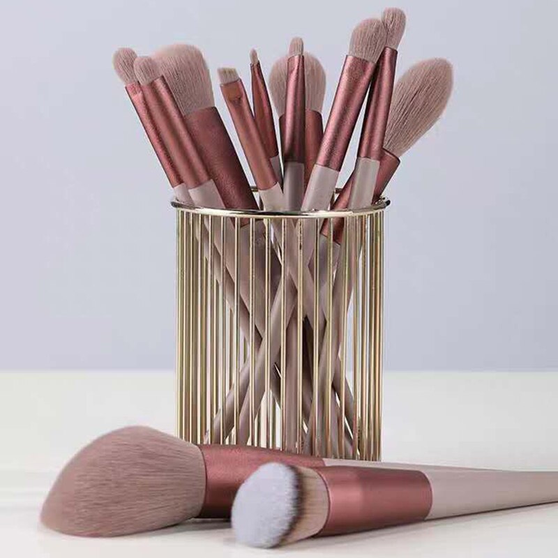 13- -pack sminkborsteset mjuk päls skönhet highlighter foundation concealer mångsidigt sminkverktyg