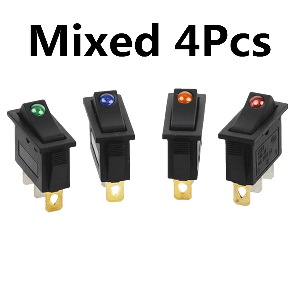 4Pcs KCD3 Rocker Switch ON-OFF 2 Position 3 Pin Electrical equipment With Dot Light Power Switch 16A 250VAC/ 20A 125VAC: Mixed 4Pcs