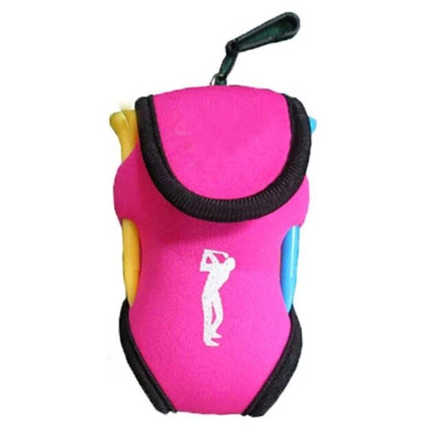 Mounchain Small Golf Ball Bag Mini Waist Pack Bag 2 Ball + 4 Tee Neoprene Holder for Outdoor Golf Training Balls Tees Pouch: pink