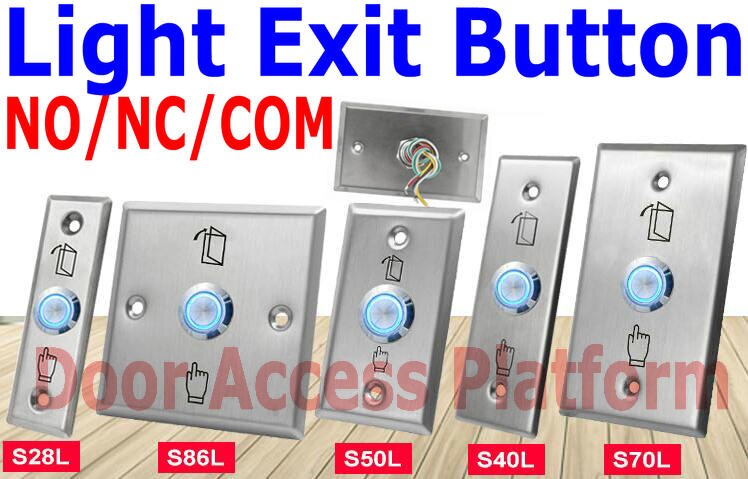 Light with normal close+normal open,NO/NC/COM Stainless Steel Metal case Push button Exit item,access controller door openning